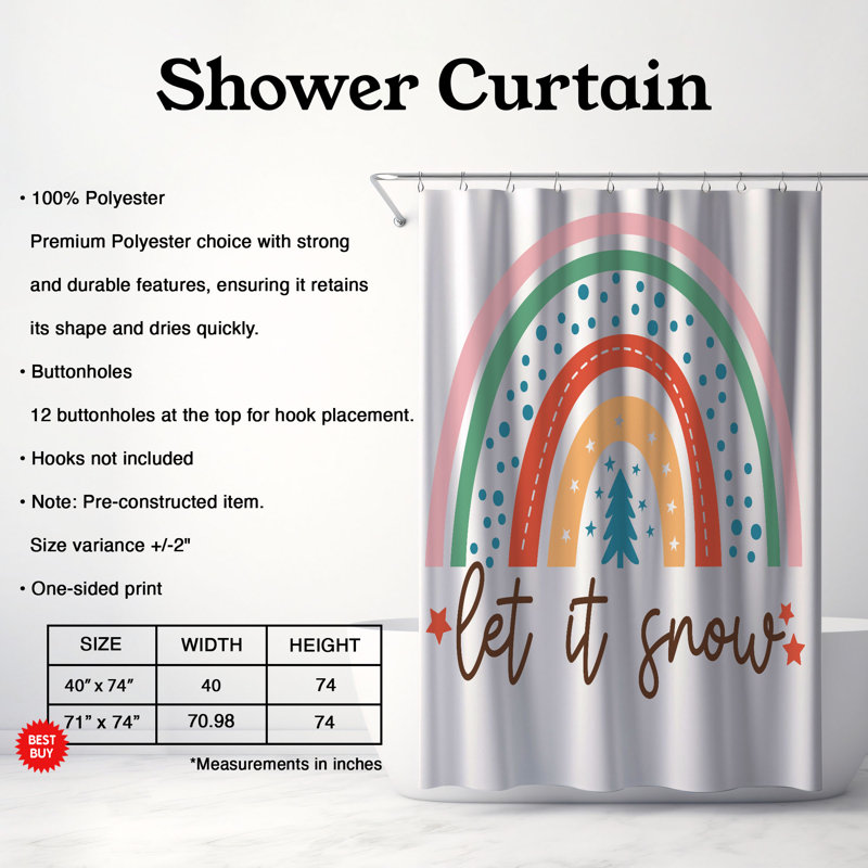 Rideau de douche standard 1 pièce Rainbow Cheer, H 74 po x l 71 po
