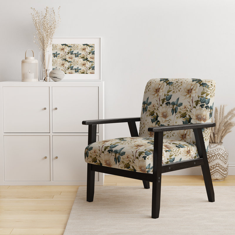 Crème délicat coquelicots fleurs - fauteuil rembourré Cottage