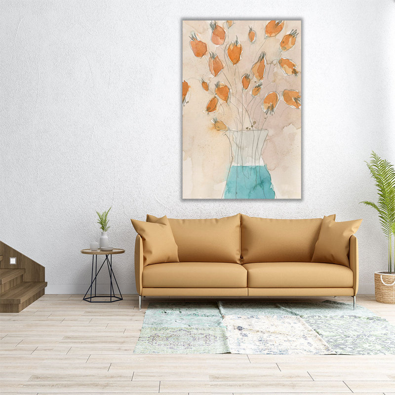 «Poppy Vase II», reproduction d'art sur toile, H 48 po x l 32 po