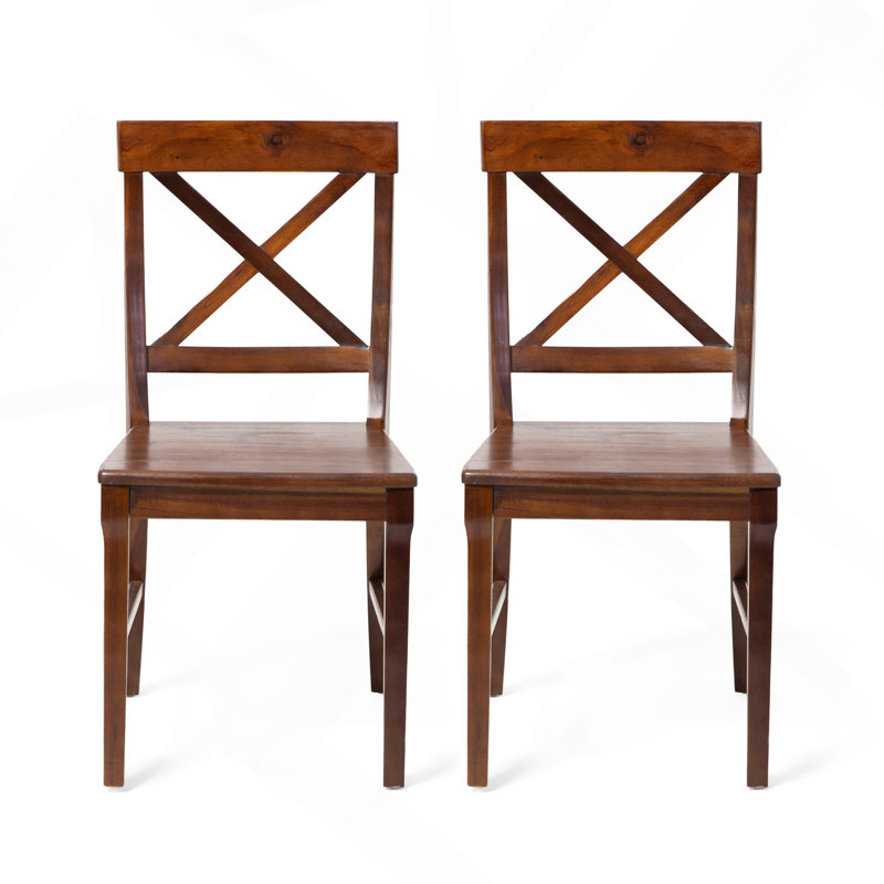 Chaise de salle à manger en bois d'acacia (ensemble de 2), acajou riche