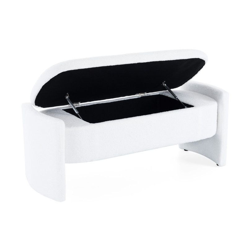 Banc avec espace de rangement généreux pour chambre à coucher compartiment classique, Blanc