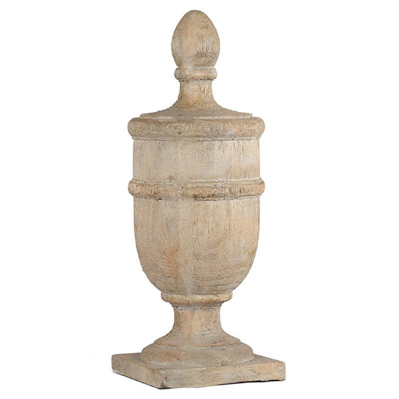 Chester Finial Tabletop Decor, Whitewashed Beige Polyresin, 22 Inch
