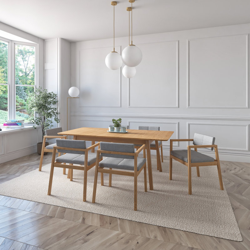 Ensemble de salle à manger extensible Masher, Chêne, 7 pièces : table, 6 chaises