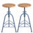 Adjustable Height Bar Stool with 360° Rotating Lifting, Industrial Metal Frame Round Wooden Seat Bar Stool for Kitchen Island, Pub, Cafe, Blue, Set of 2-313887612