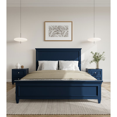 Montreuil Queen Solid Wood Bed Navy