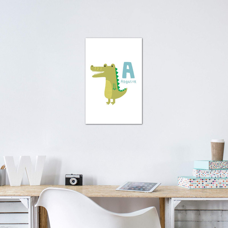 Animal Alphabet - A - impression d'art graphique, H 40 po x l 26 po x P 1,5 po, Toile tendue, Pas de tapis