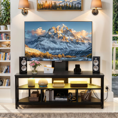 47" Modern Insdustrial Media Center TV Stand Equipped with Adjustable TV Mount, TV Bracket and Built-in Power Outlet