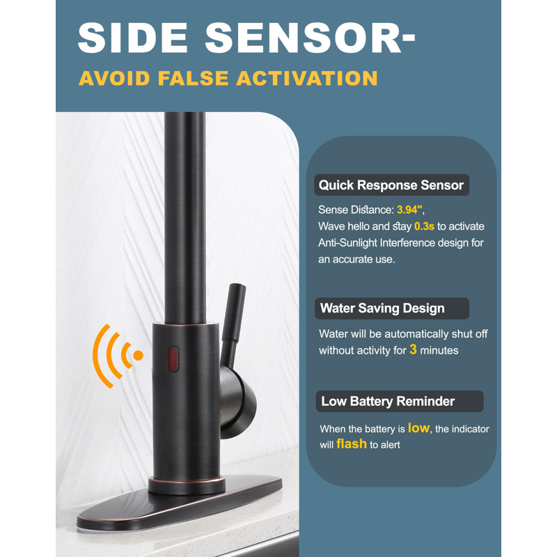 Oil Rubbed Bronze Touchless Pull-Down Kitchen Faucet with Spray