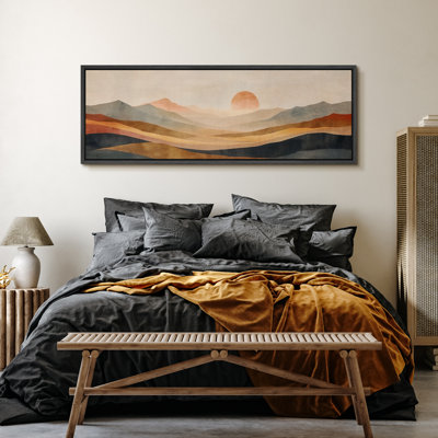 Sun Mountain Landscape " Serene Mountain Landscape With Warm Modern Art Calm Warm Extra Large Artwork Pictures "