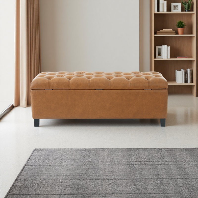 Banc repose-pieds avec rangement, pieds en bois d'hévéa, capacité de 300 lb