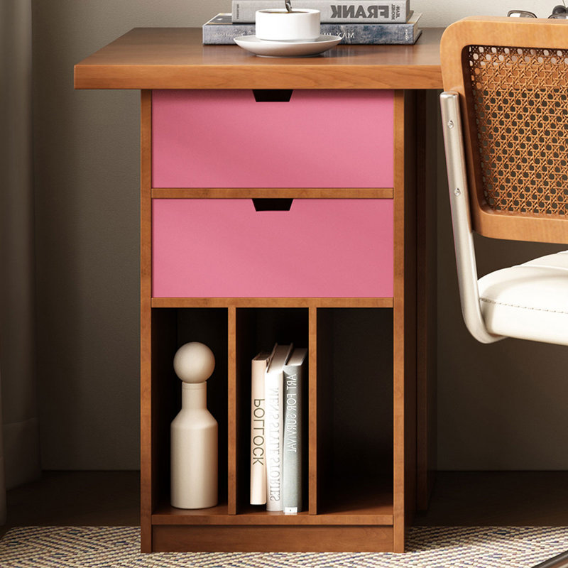 Bureaux rectangulaires en bois massif brun et rose, H 29,53 po x l 62,99 po x P 31,5 po
