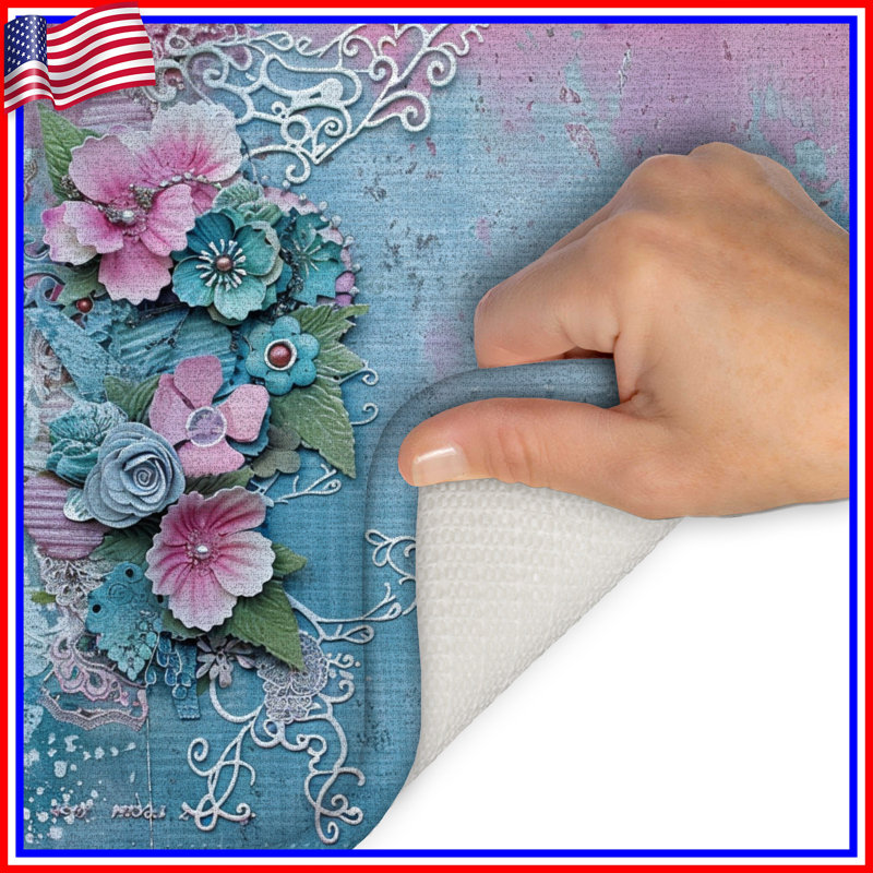 Tapis floral pour salle de bain Art Shabby Chic, L 34 po x L 21 po