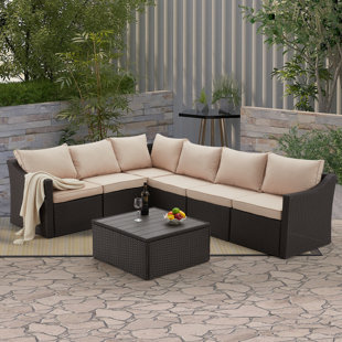 Ensemble de conversation modulaire avec coussins 7 pièces