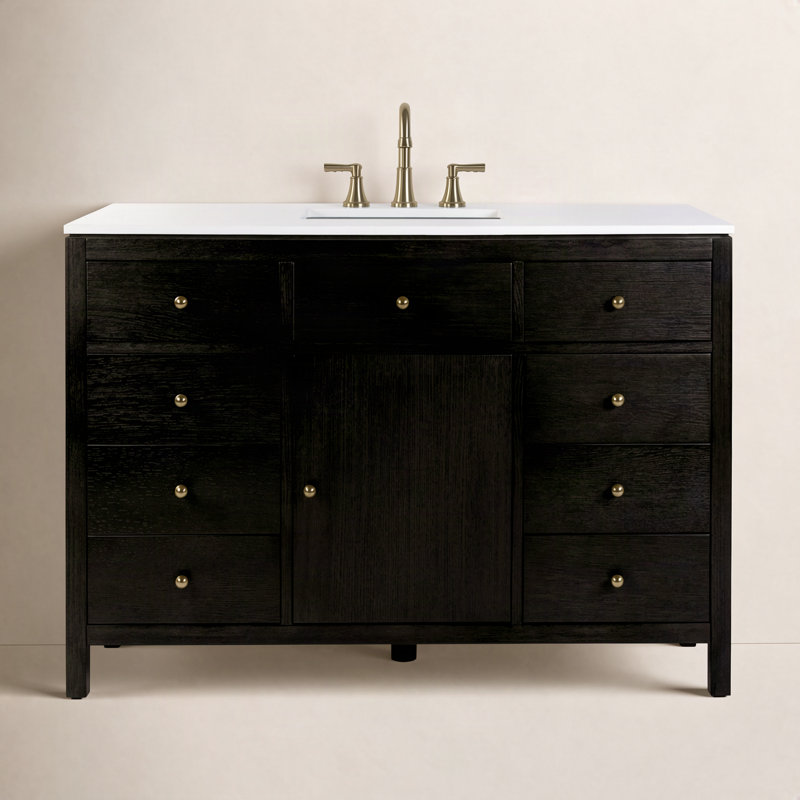 Nora 48 in. W Quartz Single Sink Bathroom Vanity Set, Coffee