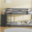 Lit simple gris avec 4 tiroirs et 3 tablettes-121070169