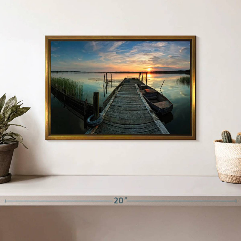 Fishing Trip, 13" X 9", Floating Frame Gold