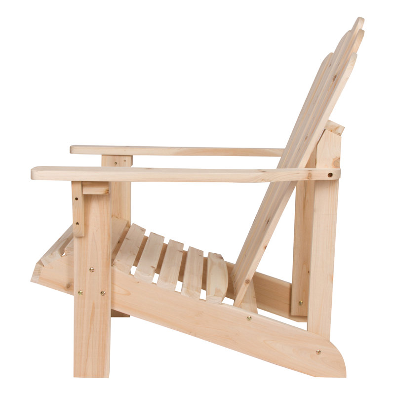 Brently Outdoor Adirondack Chair and Side Table Set, Natural