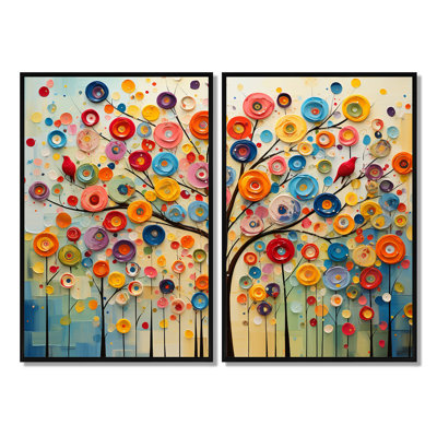Arbre coloré abstrait 3 - impressions d'art bleues sur toile