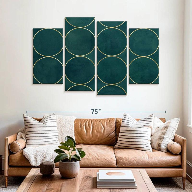 Kerner Abstract Gold Rings, 42" H x 68" W