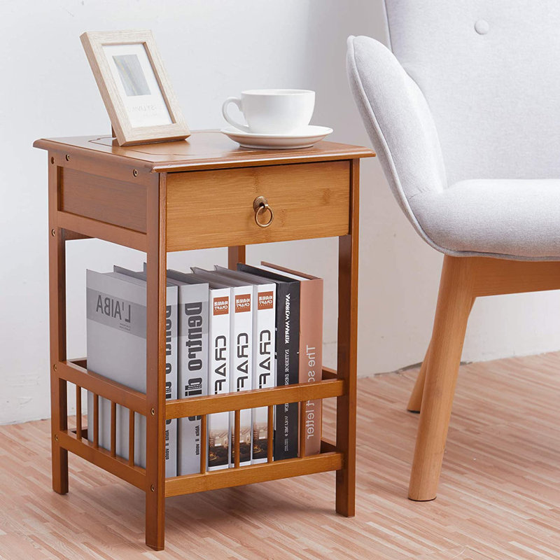 Pandorea Solid Wood End Table with Storage
