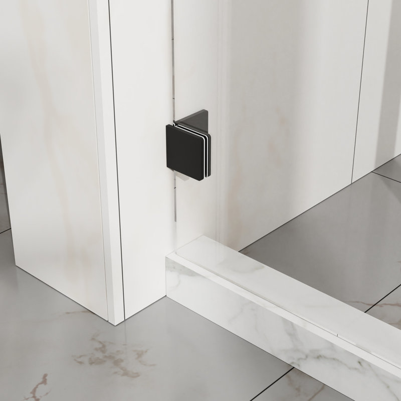 Porte de douche en verre trempé de 6 mm de largeur, l 48 po x H 72 po, ouverture réversible, coulissement en douceur dans la salle de bain en verre noir mat de 6 mm de 1/4 po, performance imperméable et silencieuse