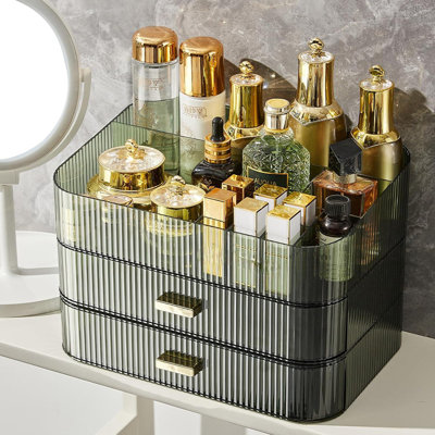 Makeup Organizer For Vanity, Large Desk Organizer With Stackable Drawers For Cosmetics, Skincare, Lipsticks, Palette, Nail Care