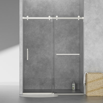 56" - 60" W X 78" H Contemporary Frameless Double Sliding Shower Doors with 5/16" Low-iron Clear Tempered Glass