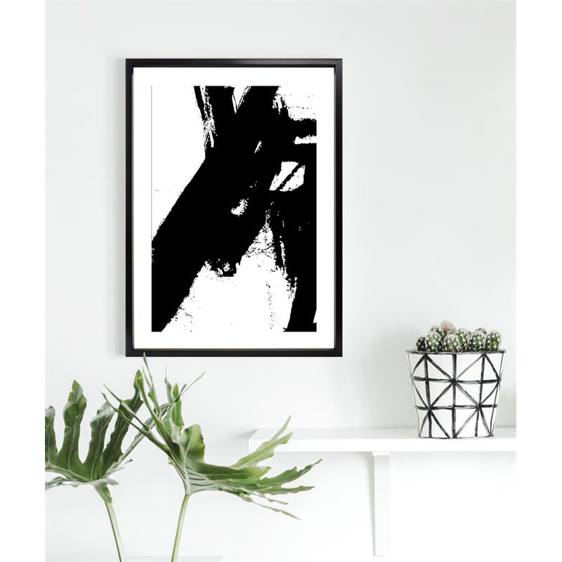 Nero 4 Contemporary Abstract - Single Picture Frame Print, 187.452 cm H x 136.652 cm W, Matt White