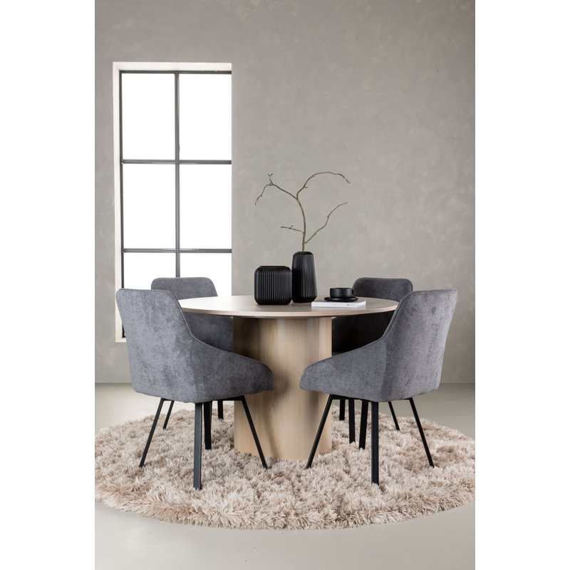 Octaviea 4 - Person Dining Set, White, Grey, Grey