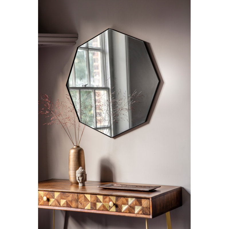 Delois Metal Flat Wall Mirror, Black