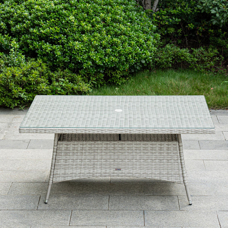Algird Wicker Rectangular Patio Dining Table