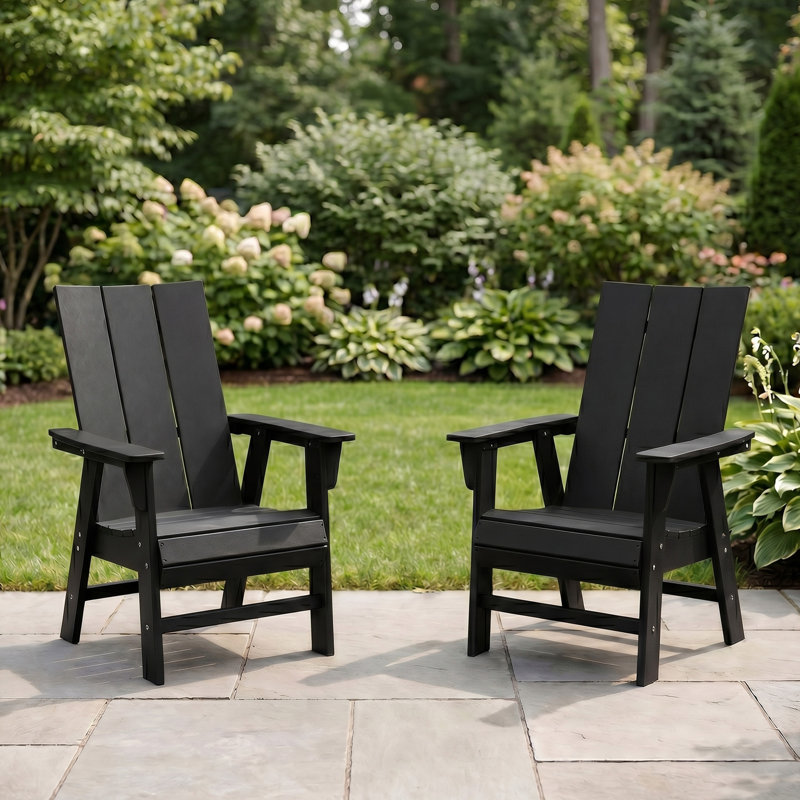 Ensemble de 2 chaises Adirondack Modern Curveback, Black