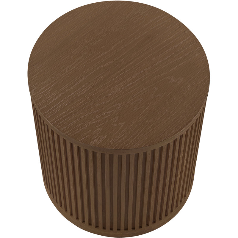 Table de bout Madera en placage de chêne et en bois massif, Brun noyer