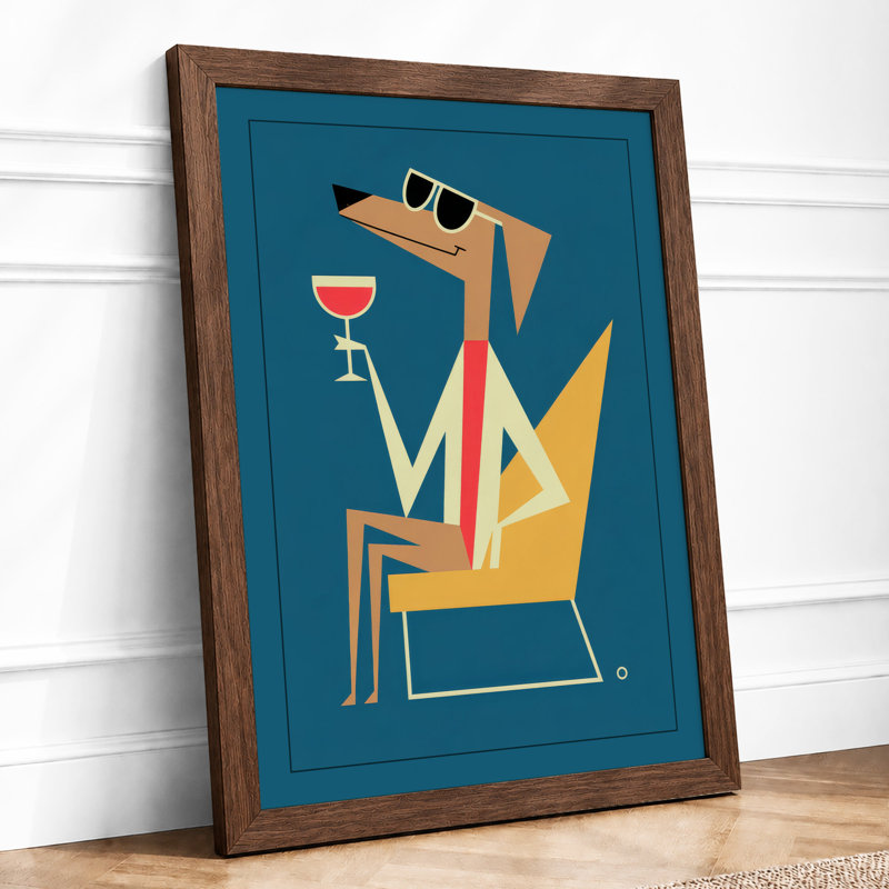 Cocktail Hour Mid-Century - Framed Print, A2 - 59.4 x 42.0 cm, Walnut