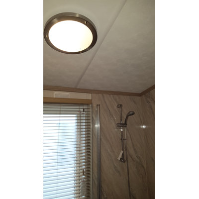 IP44 30cm Silver Glass Bathroom Flush Mount