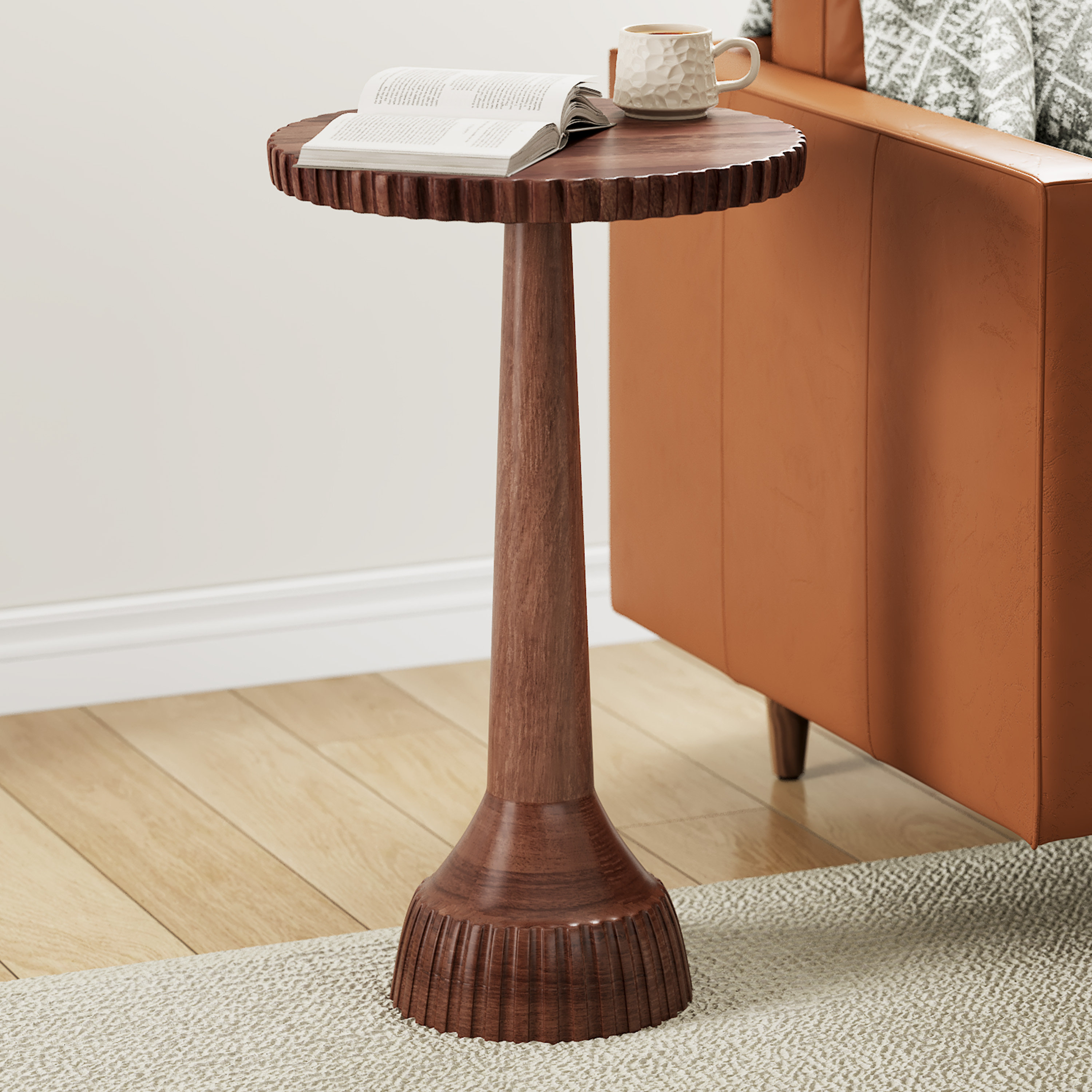 Cayenne Solid Mango Wood Accent Side End Table Walnut