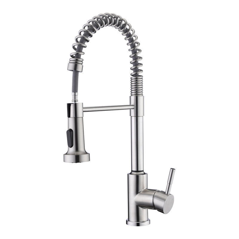 Robinet de cuisine rétractable à poignée simple avec accessoires