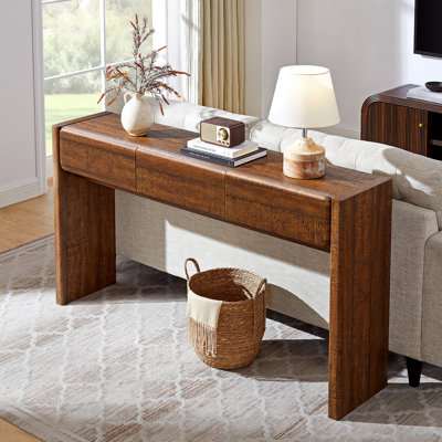 Console 63 po, table d'entrée, table console étroite avec 3 tiroirs supérieurs