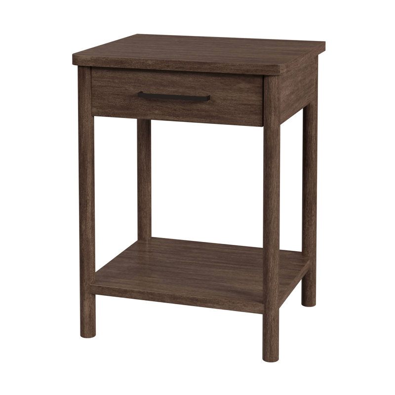 Lennon 1 Drawer Rounded Leg Nightstand, Dark Brown