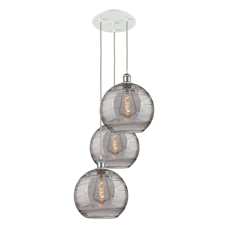 Luminaire suspendu 3 lumières Ellington, Chrome poli blanc, H 40,88 po x l 18,5 po x P 18,5 po