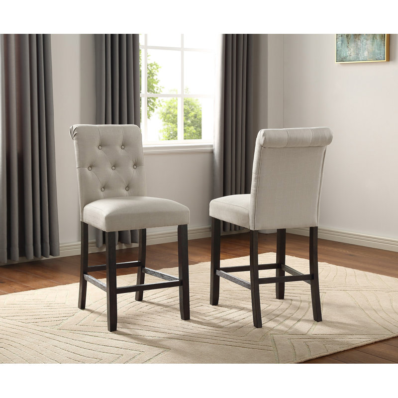 Tabouret à hauteur de comptoir en bois massif Leviton, ensemble de 2, Tabouret de comptoir (siège d'une hauteur de 25 p, Brun