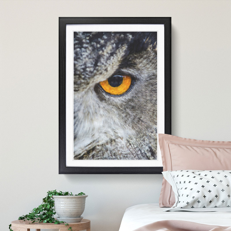 Eye of an Owl - Picture Frame Painting Print, Black Framed, 87cm H x 62cm W x 2cm D