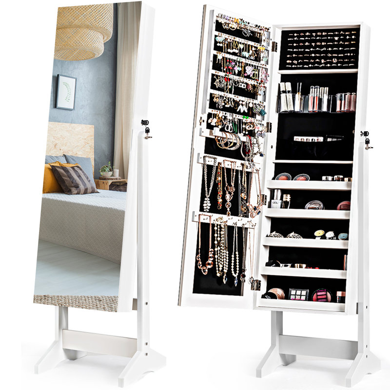 Armoire à bijoux avec miroir Aleczandria, Blanc