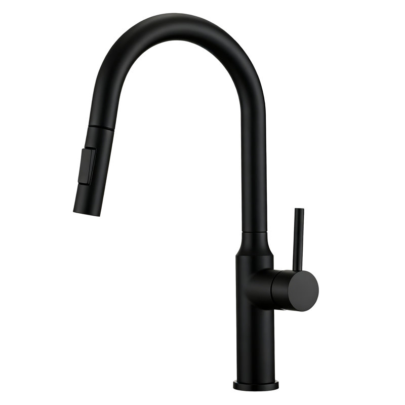Lily High Arc One-Handle Pull-Down Classic Kitchen Faucet, Supply Line Included, Matte Black, Matte Black
