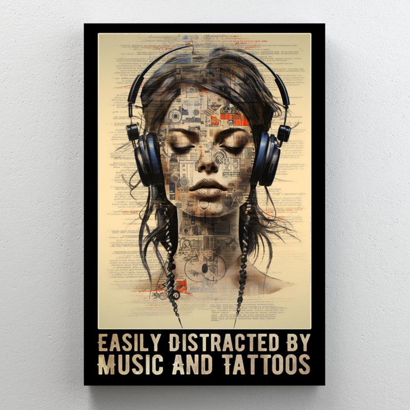 Musique et tatouages, H 20 po x l 16 po x P 1,25 po