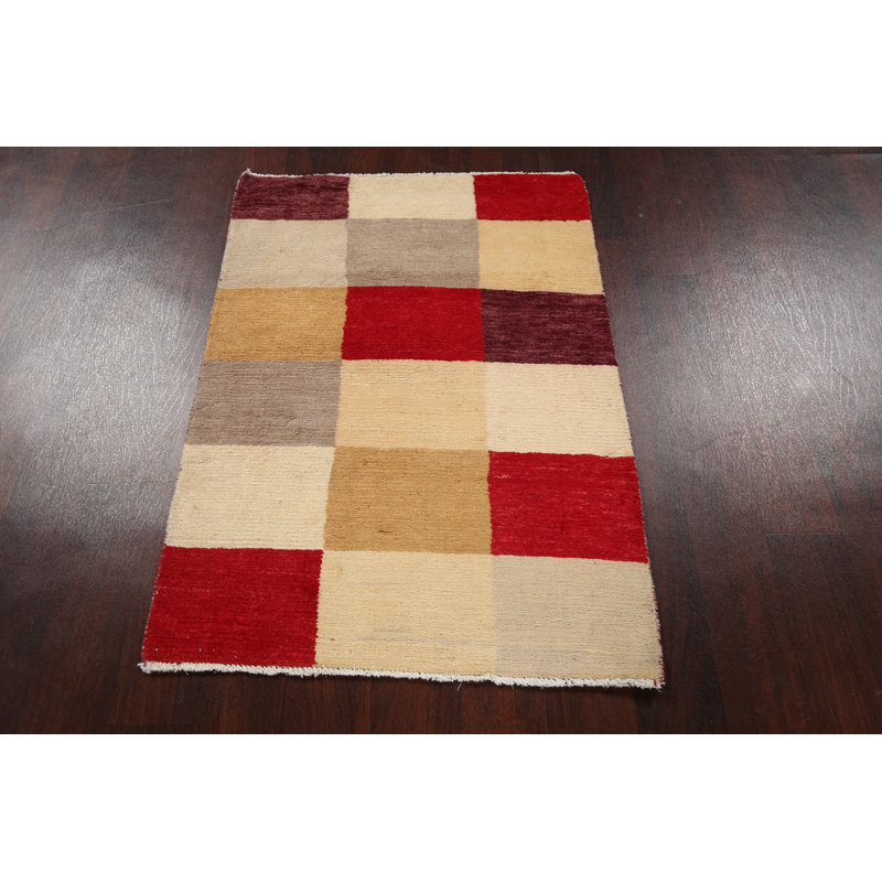 Tapis à carreaux oriental contemporain Gabbeh 3 x 4