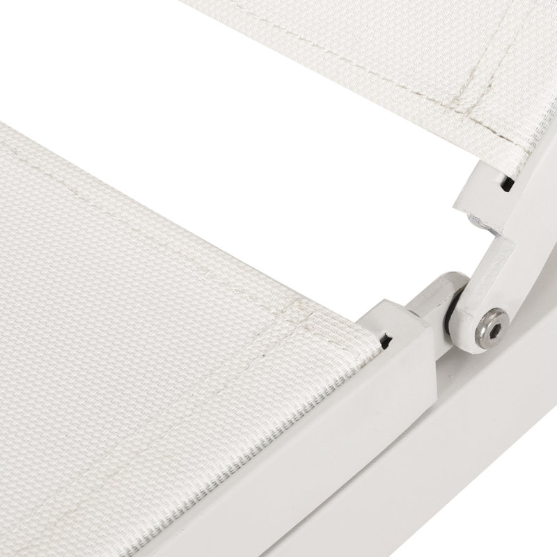 De 2 chaises longues pour l'extérieur - blanc, filet, structure en aluminium, détails fabriqués à la main, ensemble 2 chaises longues en nylon blanc fabriqué à la main,