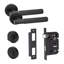  Knurled T-Bar Bathroom Door Handle Set in Matt Black with Thumbturn, Dead Bolt and Ball Bearing Hinges