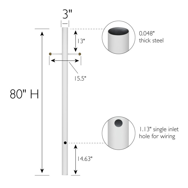 Kerys Lamp Post with Cross Arm, No, No, White