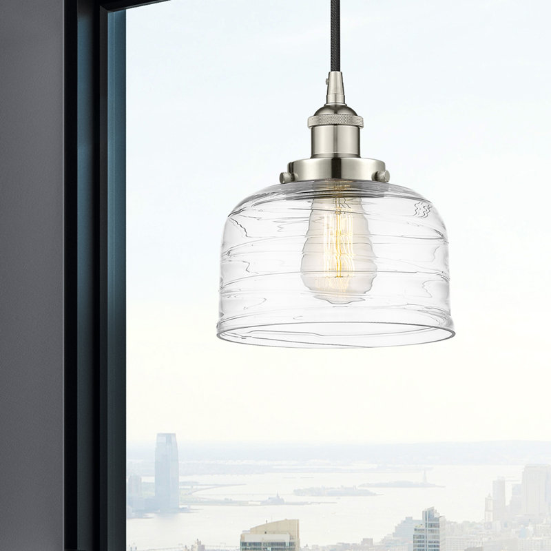 Luminaire suspendu en forme de cloche à 1 lumière Buckhall, H 9,5 po x l 8 po x P 8 po, Nickel poli